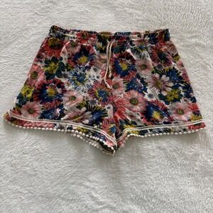 About a Girl Floral Shorts XL Drawstring Pom Pom Trim Lounge comfy Hippie summer